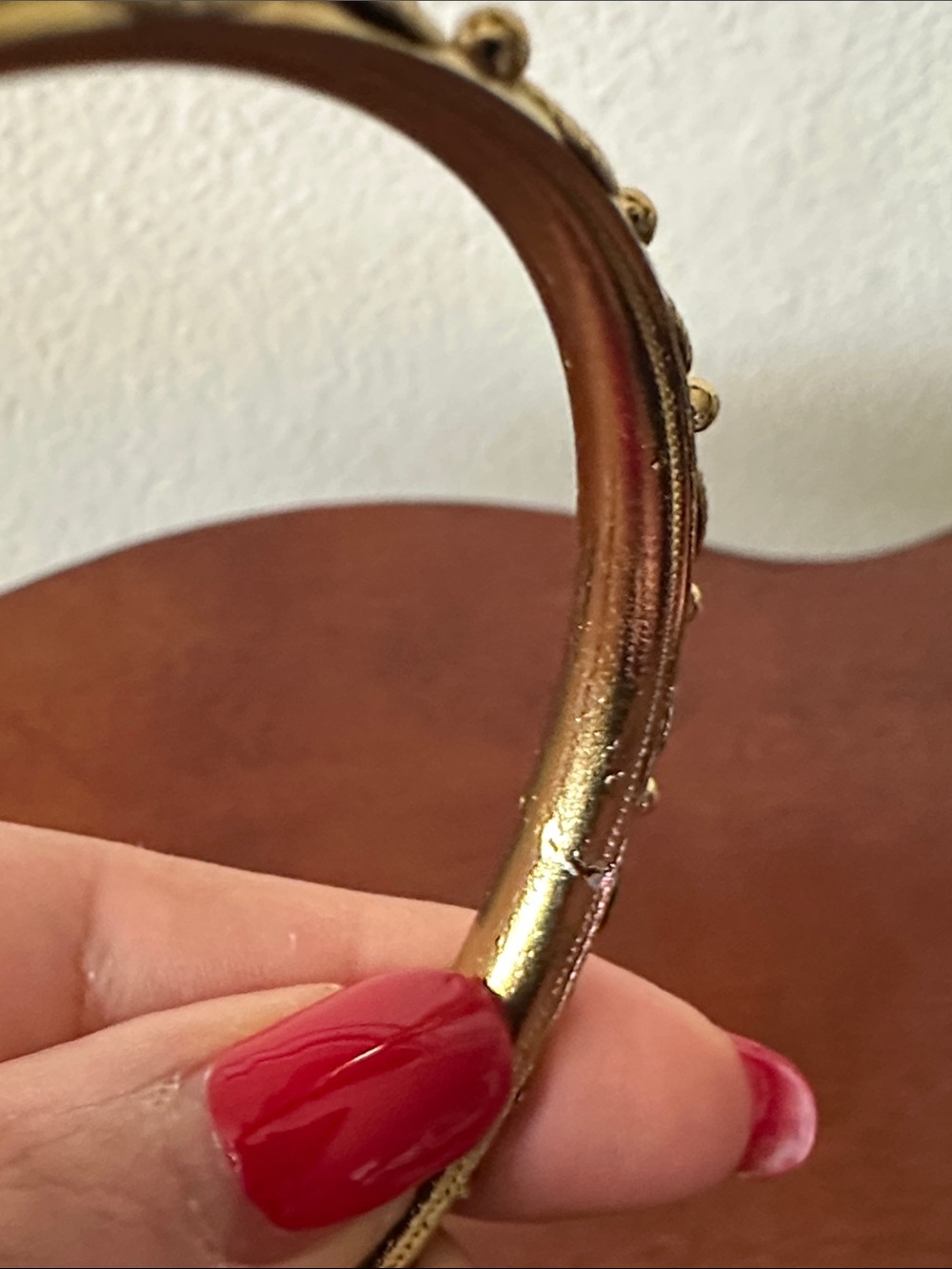 Fashion Jewelry Gold-Tone Bangle with Red Marquise Stones - Picture 6 of 7